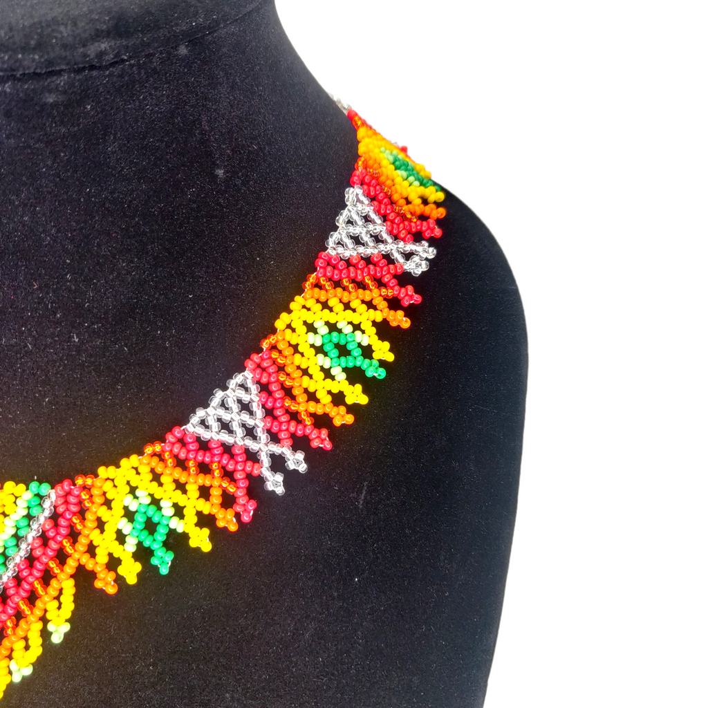 Indigenous beading, Shamanic Store, Embera Chami Tribe, psychedelic jewelry, ayahuasca jewelry, protection beads, Spiritual tools, spirituality, spirituality necklace, energy clearing tools.